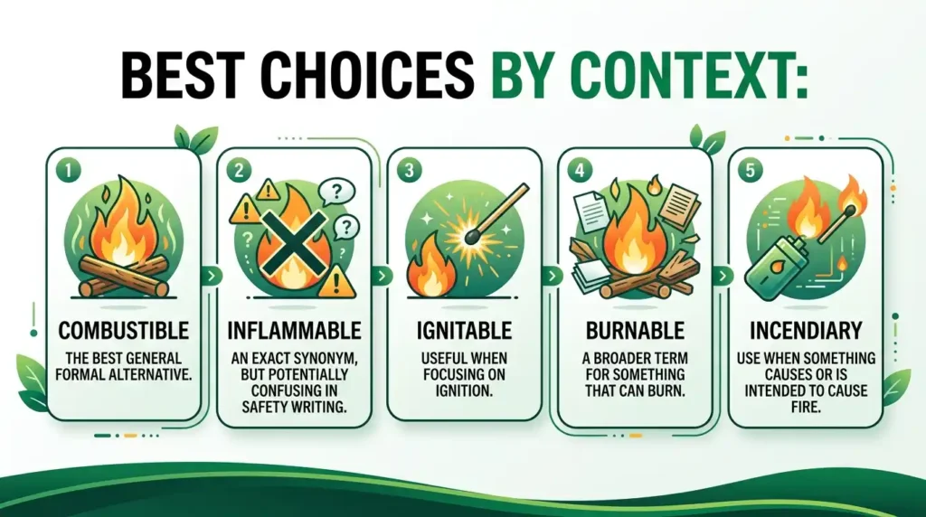 Synonyms for Flammable