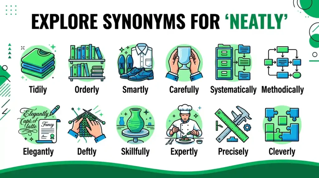 Synonyms for Neatly