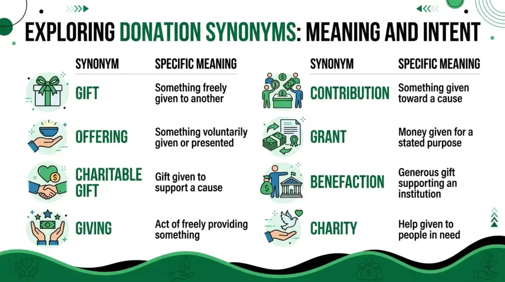 Donation Synonyms by Meaning and Intent