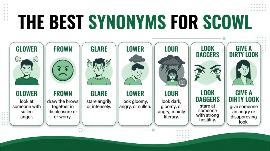 Synonyms for Scowl: 10 Words, Meanings & Examples