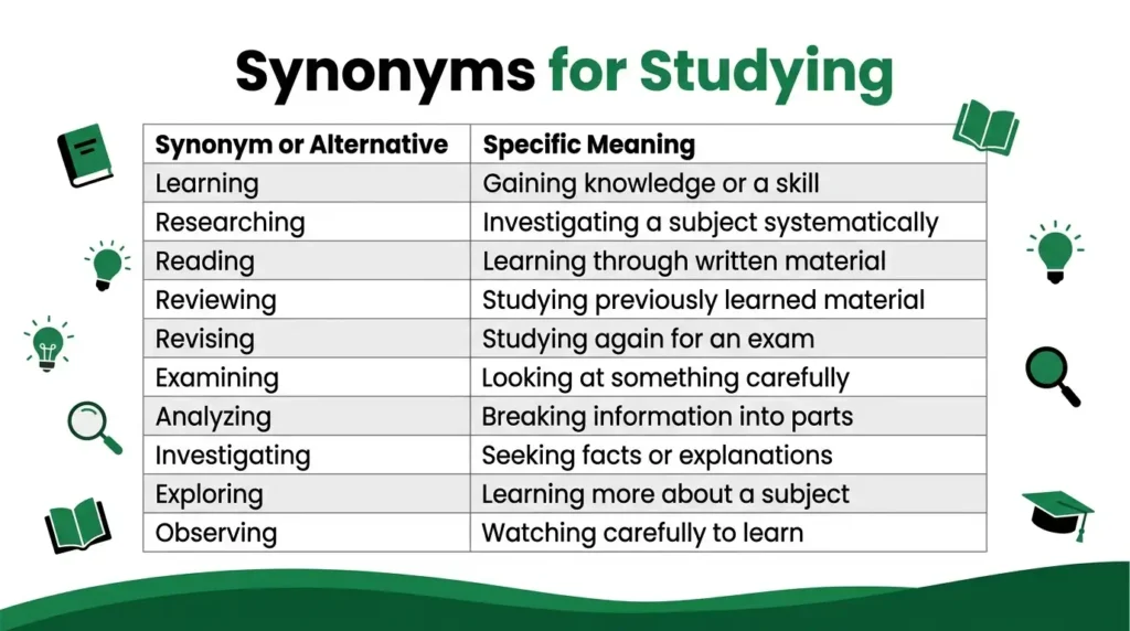 Synonyms for Studying: 40+ Alternatives for Students, Research, Resumes & Writing