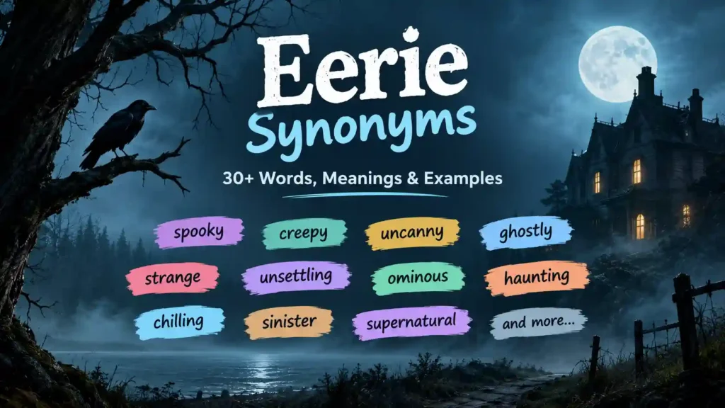 Eerie synonyms including spooky, creepy, uncanny, and ghostly