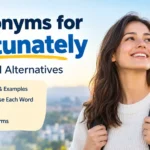 Synonyms for Fortunately