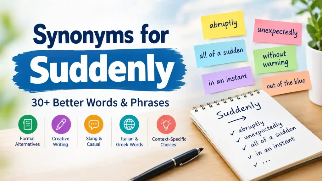 Synonyms for Suddenly